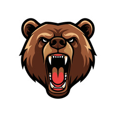 A detailed digital illustration of an angry bear's face with sharp teeth, viewed from the front.