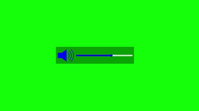 Speaker volume slider animation for sound output control. Audio level adjustment and playback regulation indicator. Loudness change process bar for media operation. Speaker icon for sound, media