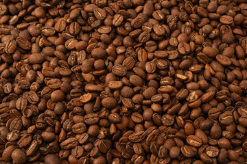 Obraz premium Coffee beans on a white background. Coffee beans texture.