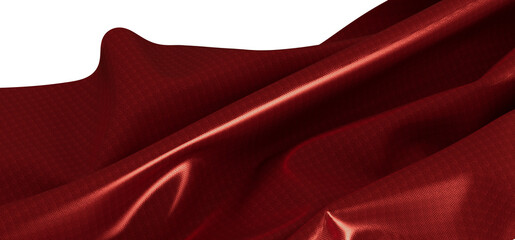Luxurious red satin fabric with soft folds and shiny texture for background or design use, adding a
