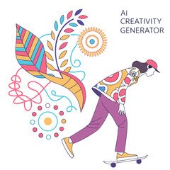 Fototapeta premium AI creativity generator forming vibrant abstract patterns and dynamic shapes, representing artificial intelligence in art, design, and innovative concept generation.