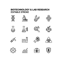 Fototapeta premium Biotechnology set icon flat vector design.