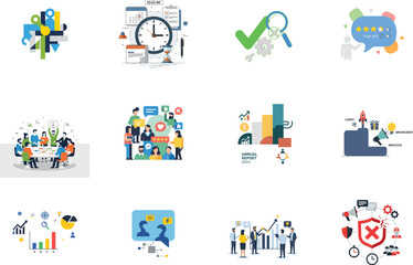 Fototapeta premium A collection of isolated business and infographic icons on transparent background