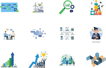 Obraz premium A collection of business and finance icons isolated on transparent background