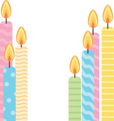 Colorful Birthday Candles Isolated on Transparent Background