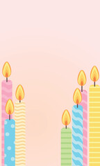 Birthday Candles Background with Colorful Candles on Sides and Soft Gradient