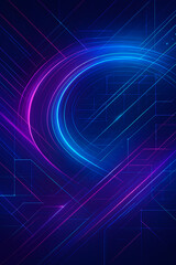 Fototapeta premium Abstract neon lines forming a circular shape against a dark background