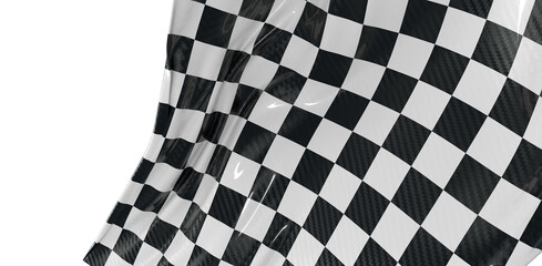 A close-up of a waving checkerboard flag isolated on a white background, perfect for racing, speed, victory and competit © vegefox.com