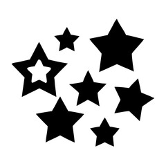 Obraz premium Black and white minimalist star shapes scattered on plain white background for modern design and success concepts