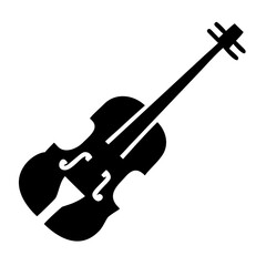 Obraz premium Black minimalist violin music note icon isolated on white background vector illustration for logo design and branding