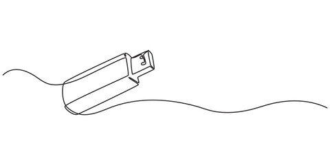 Fototapeta premium continuous line drawing of usb symbol. abstract line art illustration, Flash drive line continuous drawing vector. Usb flash Continuous one line drawing illustration. abstract line art illustration.