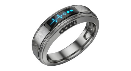 Naklejka premium A silver ring with blue stones on a white background png