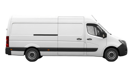 White commercial van cargo vehicle delivering goods transporting parcels isolated on transparent background
