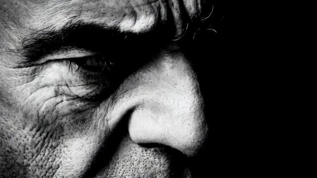 Monochrome portrait capturing intense emotion with dramatic lighting and soft shadows emphasizing facial features and raw human expression in black and white.