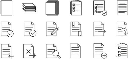 document icons with various symbols and actions