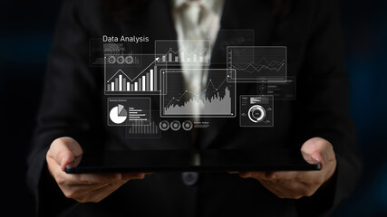 Plakat Business data analysis dashboard showing charts, statistics, and performance metrics for decision-making, revenue tracking, and strategic planning in organizations Latch
