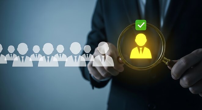 A person selecting a verified profile from a group of potential candidates