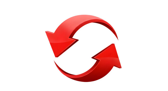 3d red  circle arrow dirrection symble 