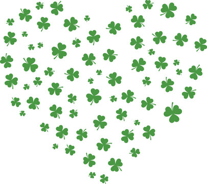 Green Clover Leaf Heart Shape Pattern Background For St Patricks Day Greeting Card And Decoration Design vector