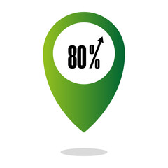 Eighty 80 percent. Sophisticated percentage illustration. Extraordinary emerald Vector. Professional monochromatic backgrounds.