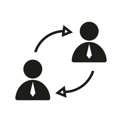People communication icon. User exchange Vector. Human interaction symbol. Professional contact transfer graphic.