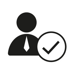 Verified user icon. Approved profile Vector. Account validation symbol. Professional person security process.