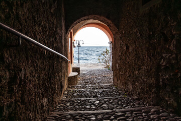 View of the village of Santa Maria Rezzonico on Lake Como