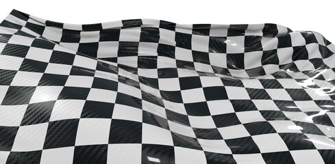 Obraz premium Close-up of a checkered flag waving in the wind. A symbol of racing, speed, victory, and the finish line. Concept image