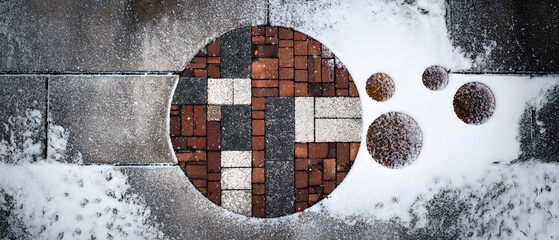 Circular brick pattern design abstract minimal art