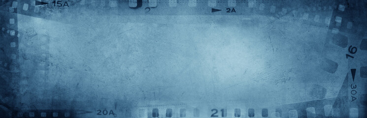 Film negatives blue background