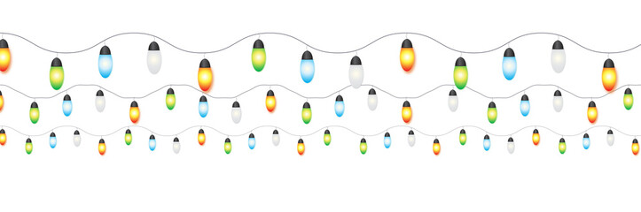 realistic glowing colorful hanging  lights  png for design