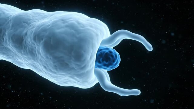 3D Visualization: White Blood Cell Engulfing Bacteria in Phagocytosis