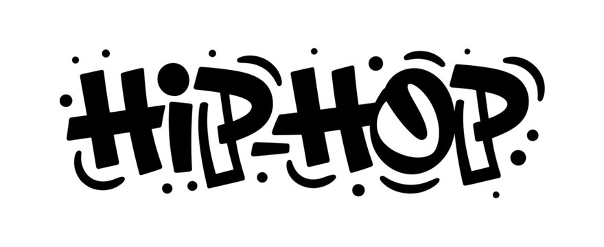 Hip hop music genre logo with decorative letters and dots