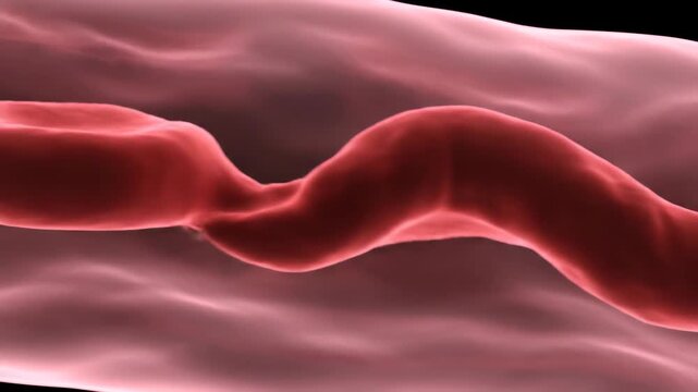3D Visualization: Red Blood Cell Travel and Squeezing Through Capillary