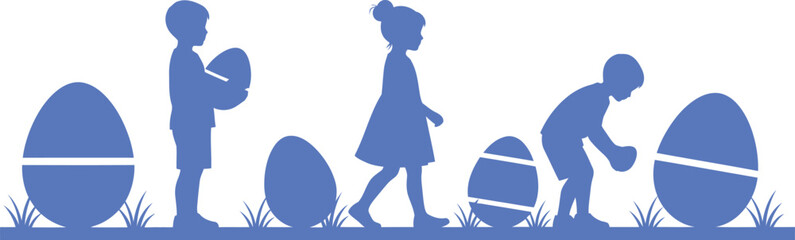 Fototapeta premium Happy easter celebration with family and friends searching for easter eggs