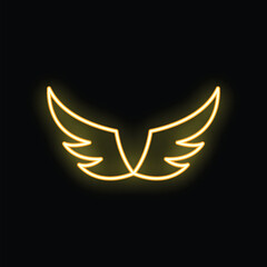 Neon yellow wings logo spreading on a black background, great for branding