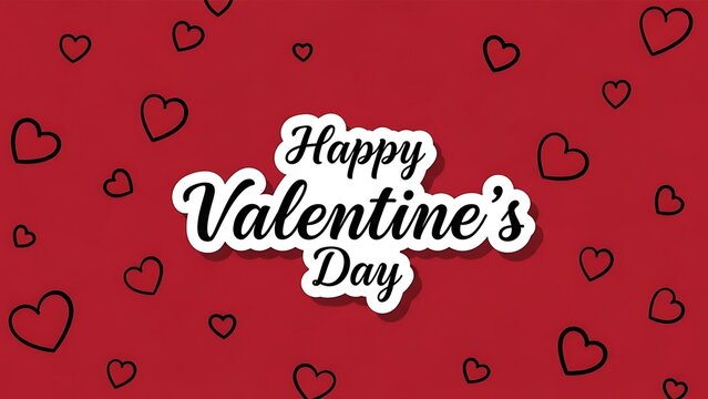Vibrant red backdrop featuring a prominent circular frame and an abundance of small hearts, symbolizing deep affection