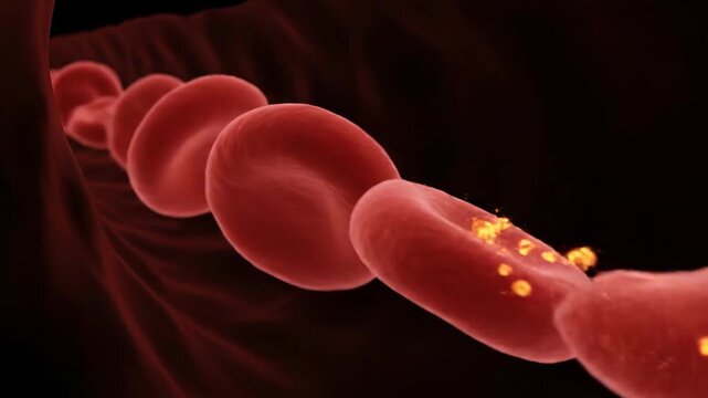 3D Visualization of Red Blood Cells Flowing Through a Capillary, Showing Membrane Flexibility