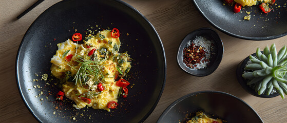 Artistic dish with minimalist design culinary lifestyle