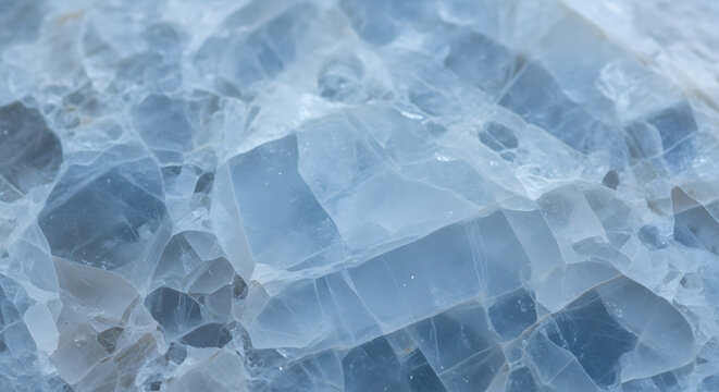 Close-up Macro View of Translucent Blue Calcite Crystal Texture mineral geology