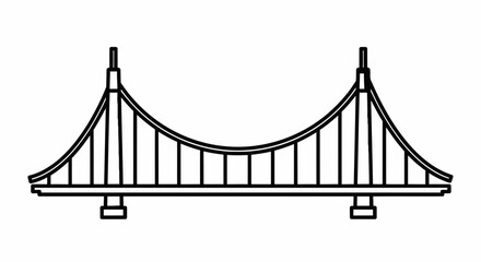 Fototapeta premium suspension bridge, black line illustration