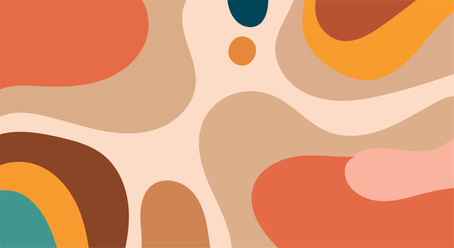 Abstract retro pattern with wavy lines and warm earth tones