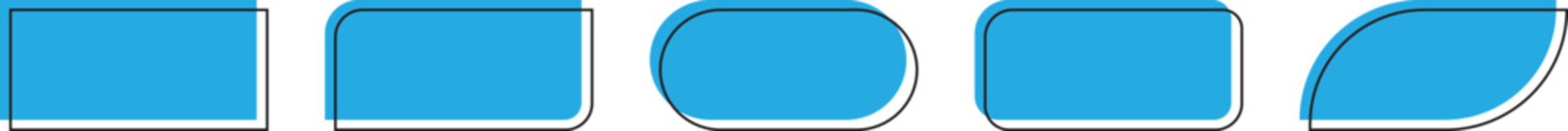 Naklejka premium Set of blue quotation box icons. Speech bubble frames and minimalist outline borders for text message comment citation testimonial or banner design isolated on transparent background.