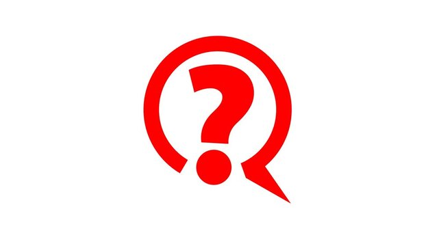 Red and white hand-drawn double-outline question mark animation sketchy inquiry symbols for creative brainstorming and artistic FAQ