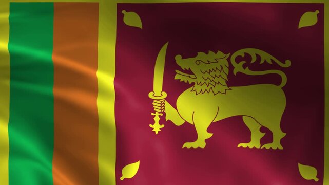 Waving Sri Lankan flag with lion symbol national emblem and colors representing patriotism and independence for graphic design