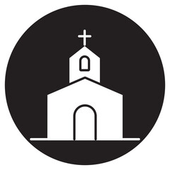 Church icon, Place of Worship, Sacred Christian Sanctuary, House of Prayer, Spiritual Fellowship Center, vector