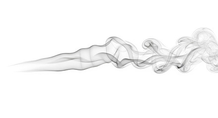 Gray smoke trail, wispy vapor tendrils, for overlay effect or design element, Isolated on transparent background, png