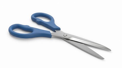 Obraz premium Blue handled scissors with sharp metal blades in open position