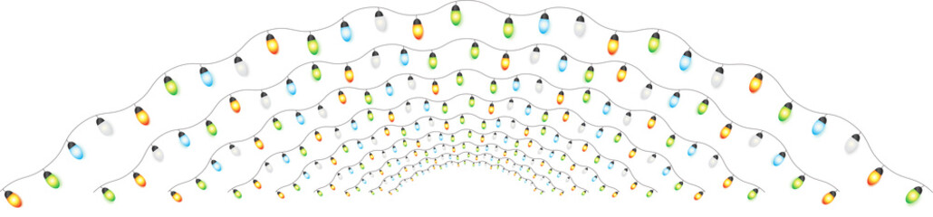 Colorful garland. Set of Christmas light strings. Christmas light bulbs for decoration .garland seamless website desgin