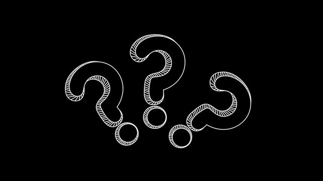 Creative motion graphic toolkit with red brush arrows, solid directional pointers, and glowing question mark symbols on white and black backgrounds.